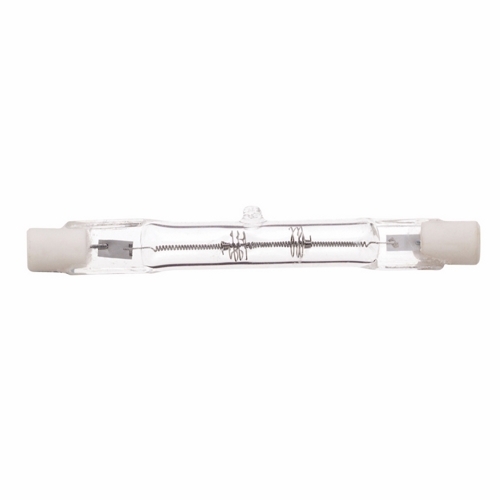 Halogen Double Ended Halogen Lamp, Designation: 100T3Q/CL, 120 V, 100 WTT, T3 Shape, R7s Double Ended Base, Clear, C-8 Filament, 1500 HR, Lumens: 1650 LM Initial, 3-1/8 IN Length, 3/8 IN Diameter