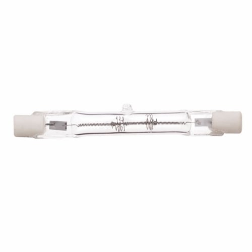 Halogen Double Ended Halogen Lamp, Designation: 75T3Q/CL, 130 V, 75 WTT, T3 Shape, R7s Double Ended Base, Clear, C-8 Filament, 1500 HR, Lumens: 1050 LM Initial, 3-1/8 IN Length, 3/8 IN Diameter