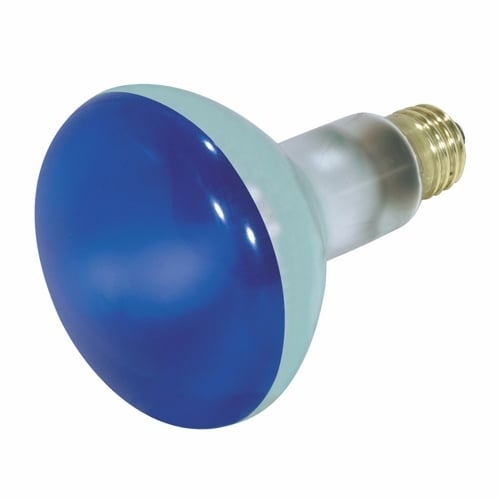 Incandescent Reflector Lamp, Designation: 75BR30/B, 130 V, 75 WTT, BR30 Shape, E26 Medium Base, Blue, C-9 Filament, 2000 HR, 5-3/8 IN Length, 3-3/4 IN Diameter