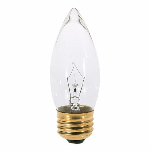 Incandescent Decorative Lamp, Designation: 40B11, 120 V, 40 WTT, B11 Shape, E26 Medium Base, Clear, CC-2V Filament, 1500 HR, Lumens: 370 LM Initial, 3-7/8 IN Length, 1-3/8 IN Diameter