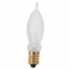 Incandescent Decorative Lamp, Designation: 7 1/2CA5/F, 120 V, 7.5 WTT, CA5 Shape, E12 Candelabra Base, Frosted, C-7A Filament, 1500 HR, Lumens: 35 LM Initial, 2-7/8 IN Length, 5/8 IN Diameter