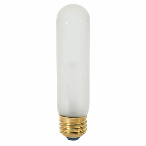Incandescent Tubular Lamp, Designation: 40T10/F, 120 V, 40 WTT, T10 Shape, E26 Medium Base, Frosted, C-5V Filament, 2000 HR, Lumens: 280 LM Initial, 5 IN Length, 1-1/4 IN Diameter