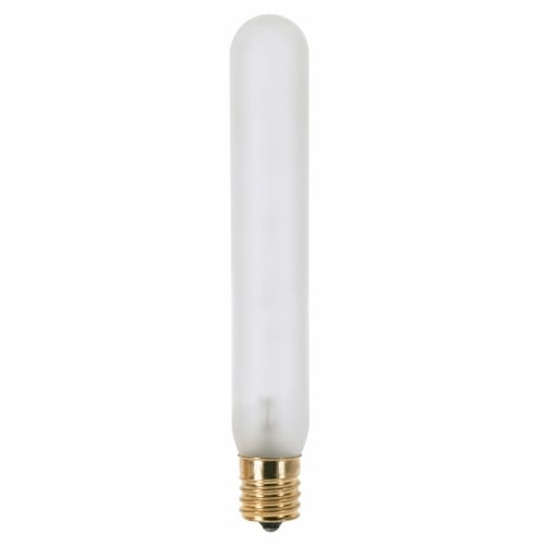 Incandescent Tubular Lamp, Designation: 20T6 1/2N/F, 130 V, 20 WTT, T6 1/2 Shape, E17 Intermediate Base, Frosted, C-6 Filament, 1500 HR, Lumens: 140 LM Initial, 5-3/8 IN Length, 13/16 IN Diameter