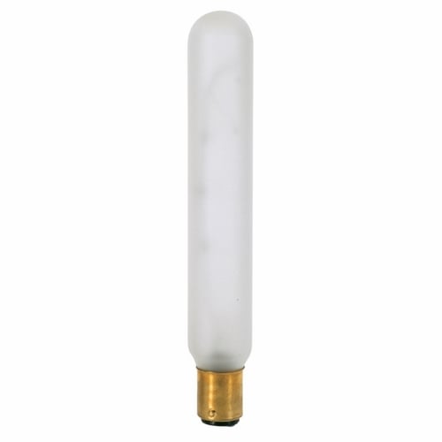Incandescent Tubular Lamp, Designation: 20T6 1/2DC/F, 130 V, 20 WTT, T6 1/2 Shape, BA15d DC Bay Base, Frosted, C-6 Filament, 1500 HR, Lumens: 140 LM Initial, 5-3/8 IN Length, 13/16 IN Diameter