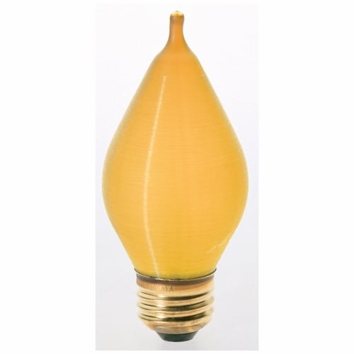 Incandescent Decorative Lamp, Designation: 40C15/A, 120 V, 40 WTT, C15 Shape, E26 Medium Base, Spun Amber, C-7A Filament, 1500 HR, 4-1/2 IN Length, 1-7/8 IN Diameter