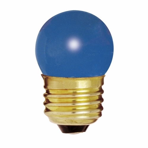 Incandescent Indicator & Sign Lamp, Designation: 7 1/2S11/B, 120 V, 7.5 WTT, S11 Shape, E26 Medium Base, Ceramic Blue, C-7A Filament, 2500 HR, 2-1/4 IN Length, 1-3/8 IN Diameter