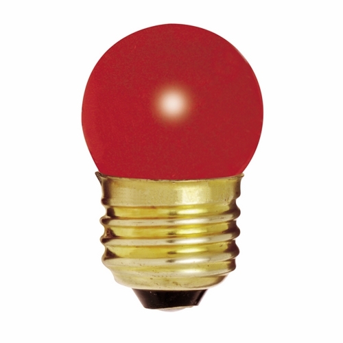 Incandescent Indicator & Sign Lamp, Designation: 7 1/2S11/R, 120 V, 7.5 WTT, S11 Shape, E26 Medium Base, Ceramic Red, C-7A Filament, 2500 HR, 2-1/4 IN Length, 1-3/8 IN Diameter