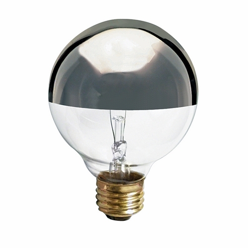 Incandescent Globe Lamp, Designation: 60G25/SL, 120 V, 60 WTT, G25 Shape, E26 Medium Base, Silver Crown, CC-9 Filament, 1500 HR, Lumens: 540 LM Initial, 4-3/8 IN Length, 3-1/8 IN Diameter