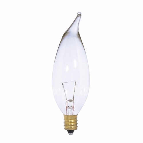 Incandescent Decorative Lamp, Designation: 7CA10/12V, 12 V, 7 WTT, CA10 Shape, E12 Candelabra Base, Clear, CC-2V Filament, 1500 HR, Lumens: 65 LM Initial, 4-1/4 IN Length, 1-1/4 IN Diameter