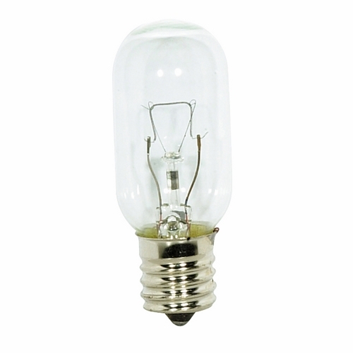 Incandescent Indicator & Sign Lamp, Designation: 40T8N, 130 V, 40 WTT, T8 Shape, E17 Intermediate Base, Clear, CC-2V Filament, 2000 HR, Lumens: 360 LM Initial, 2-5/8 IN Length, 1 IN Diameter