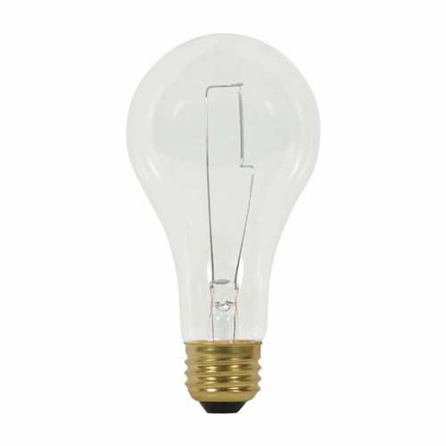 Incandescent General Service Lamp, Designation: 150A21/CL/120V, 120 V, 150 WTT, A21 Shape, E26 Medium Base, Clear, CC-6 Filament, 750 HR, Lumens: 2670 LM Initial, 5-5/8 IN Length, 2-5/8 IN Diameter
