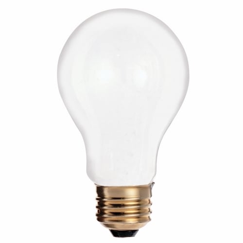 Incandescent General Service Lamp, Designation: 25A19/F, 130 V, 25 WTT, A19 Shape, E26 Medium Base, Frosted, CC-6 Filament, 2500 HR, Lumens: 180 LM Initial, 4-1/8 IN Length, 2-3/8 IN Diameter