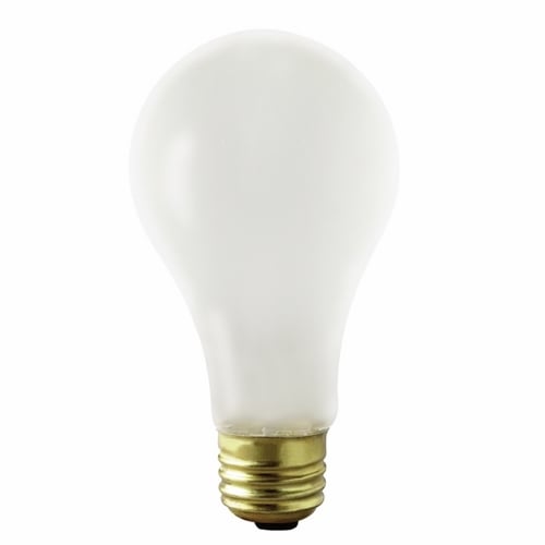 Incandescent Shatter Proof Lamp, Designation: 100A21/TF, 130 V, 100 WTT, A21 Shape, E26 Medium Base, Frosted, C-9 Filament, 2500 HR, Lumens: 1000 LM Initial, 5-5/16 IN Length, 2-5/8 IN Diameter