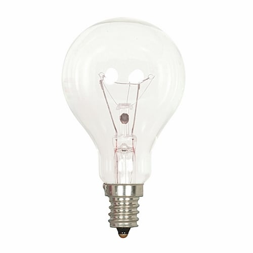Incandescent General Service Lamp, Designation: 60A15/CL/E12, 130 V, 60 WTT, A15 Shape, E12 Candelabra Base, Clear, C-9 Filament, 1000 HR, Lumens: 700 LM Initial, 3-3/8 IN Length, 1-7/8 IN Diameter