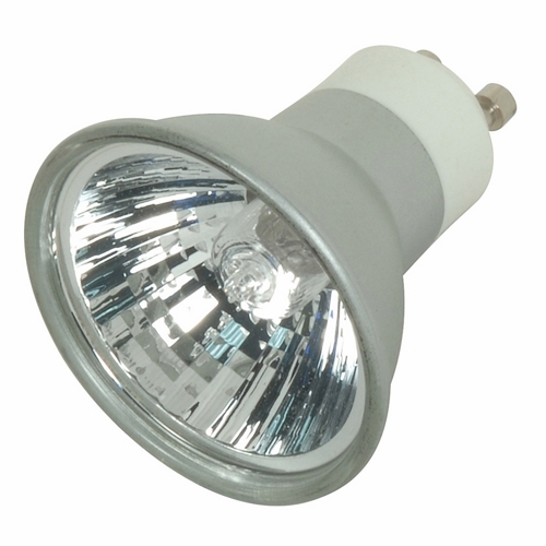 Designation: EXN/S/GU10 38' 50MR16 SLVR LEN, 50 watt, Halogen, MR16, FMW, 3000 Average rated Hours, GU10 base, 120 volts
