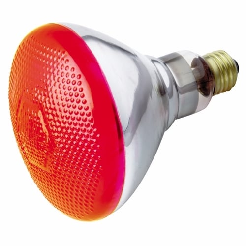 Incandescent Reflector Lamp, Designation: 100BR38/R, 120 V, 100 WTT, BR38 Shape, E26 Medium Base, Red, CC-9 Filament, 2000 HR, 110 DEG Beam Angle, 5-5/16 IN Length, 4-3/4 IN Diameter