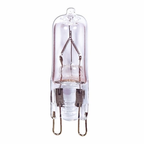 Halogen Bi Pin Lamp, Designation: 75T4/G9/CL, 120 V, 75 WTT, T4 Shape, G9 Double Loop Base, Clear, CC-8 Filament, 2000 HR, Lumens: 1250 LM Initial, 2-7/32 IN Length, 1/2 IN Diameter