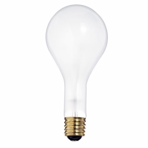 Incandescent General Service Lamp, Designation: 300/PS35/IF, 130 V, 300 WTT, PS35 Shape, E39 Mogul Base, Frosted, C-9 Filament, 2500 HR, Lumens: 3600 LM Initial, 9-3/8 IN Length, 4-3/8 IN Diameter