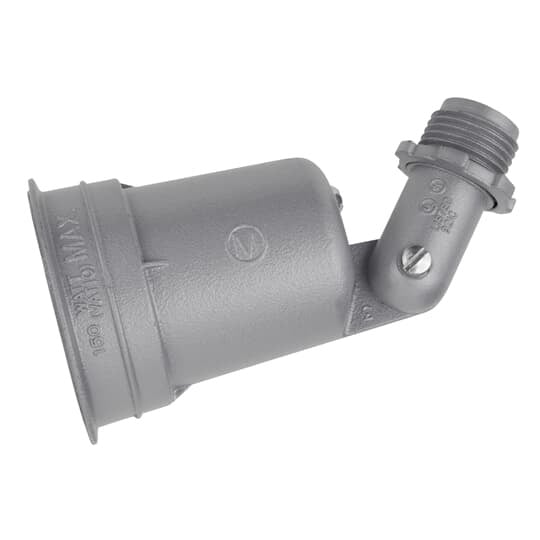 1-Lampholder with Gasket - Color Silver, Depth 12 Inches, Width 5 Inches