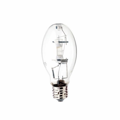 HID Metal Halide Lamp, Designation: MH150/ED28/U/4K, 150 WTT, ED28 Shape, E39 Mogul Base, Clear, 15000 HR, Lumens: 12000 LM Initial, 4200 DEG K Color Temperature, Cool White 65 CRI, 8-5/16 IN Length, 3-1/2 IN Diameter, Burn Position: Universal