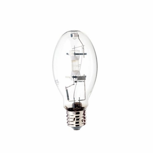 HID Metal Halide Lamp, Designation: MS320/ED28/PS/U/4K, 320 WTT, ED28 Shape, E39 Mogul Base, Clear, 20000 HR, Lumens: 33000 LM Initial, 4200 DEG K Color Temperature, Cool White 65 CRI, 8-5/16 IN Length, 3-1/2 IN Diameter, Burn Position: Universal
