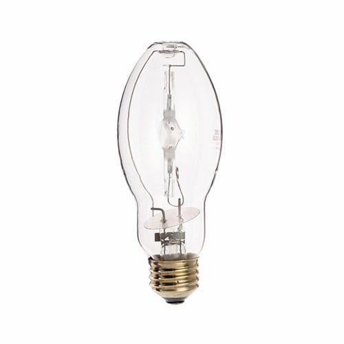 HID Metal Halide Lamp, Designation: MH1000/BT37/U/4K, 1000 WTT, BT37 Shape, E39 Mogul Base, Clear, 15000 HR, Lumens: 110000 LM Initial, 4200 DEG K Color Temperature, Cool White 65 CRI, 11-1/2 IN Length, 4-5/8 IN Diameter, Burn Position: Universal