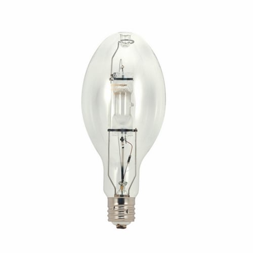 HID Metal Halide Lamp, Designation: MS400/ED28/PS/U/4K, 400 WTT, ED28 Shape, E39 Mogul Base, Clear, 20000 HR, Lumens: 44000 LM Initial, 4200 DEG K Color Temperature, Cool White 65 CRI, 8-5/16 IN Length, 3-9/16 IN Diameter, Burn Position: Universal