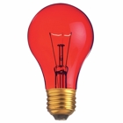 Incandescent General Service Lamp, Designation: 25A/TR, 130 V, 25 WTT, A19 Shape, E26 Medium Base, Transparent Red, C-9 Filament, 2000 HR, 4-1/8 IN Length, 2-3/8 IN Diameter