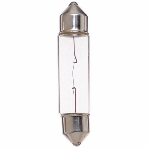 Miniature Festoon & Rigid Loop Xenon Lamp, Designation: X10T3 1/4 12V Festoon, 12 V, 10 WTT, T3 1/4 Shape, SV8.5-8 Festoon Base, Clear, 20000 HR, Lumens: 120 LM Initial, 0.74 AMP, 1-23/32 IN Length, 13/32 IN Diameter