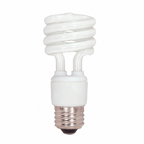 Compact Fluorescent Spiral Lamp, Designation: 15T2/41, 120 V, 15 WTT, T2 Shape, E26 Medium Base, 10000 HR, Lumens: 1100 LM Initial, 4100 DEG K Color Temperature, Cool White 82 CRI, 4-3/8 IN Length, 2-1/8 IN Diameter