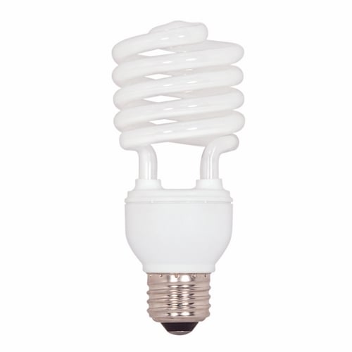 Compact Fluorescent Spiral Lamp, Designation: 23T2/27, 120 V, 23 WTT, T2 Shape, E26 Medium Base, 12000 HR, Lumens: 1600 LM Initial, 2700 DEG K Color Temperature, Warm White 82 CRI, 4-7/8 IN Length, 2-1/8 IN Diameter