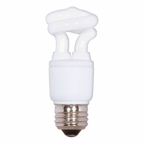 Compact Fluorescent Spiral Lamp, Designation: 5T2/27, 120 V, 5 WTT, Mini Spiral Shape, E26 Medium Base, 10000 HR, Lumens: 280 LM Initial, 2700 DEG K Color Temperature, Warm White 82 CRI, 3-15/32 IN Length, 1-3/8 IN Diameter