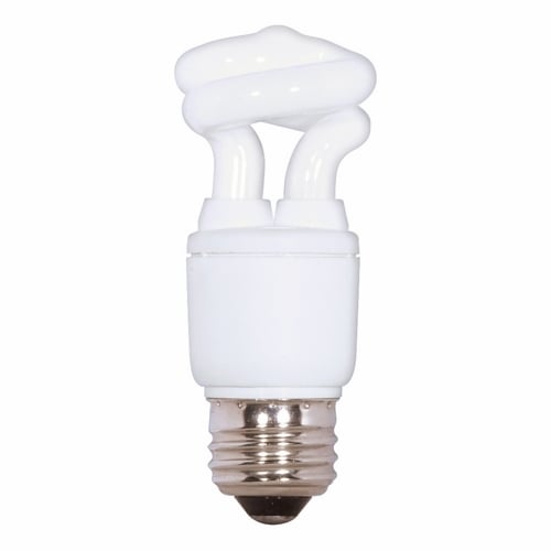 Compact Fluorescent Spiral Lamp, Designation: 5T2/41, 120 V, 5 WTT, Mini Spiral Shape, E26 Medium Base, 10000 HR, Lumens: 280 LM Initial, 4100 DEG K Color Temperature, Cool White 82 CRI, 3-15/32 IN Length, 1-3/8 IN Diameter