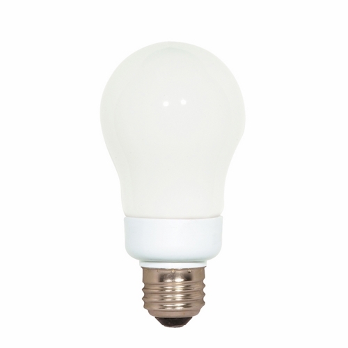 Compact Fluorescent Type A Lamp, Designation: 11A19/50, 120 V, 11 WTT, A19 Shape, E26 Medium Base, 10000 HR, Lumens: 540 LM Initial, 5000 DEG K Color Temperature, Natural Light 82 CRI, 4-7/32 IN Length, 2-7/16 IN Diameter