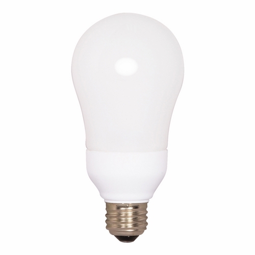 Compact Fluorescent Type A Lamp, Designation: 15A19/41, 120 V, 15 WTT, A19 Shape, E26 Medium Base, 10000 HR, Lumens: 800 LM Initial, 4100 DEG K Color Temperature, Cool White 82 CRI, 4-5/8 IN Length, 2-9/32 IN Diameter