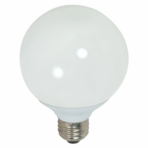 Compact Fluorescent Globe Lamp, Designation: 15G25/41, 120 V, 15 WTT, G25 Shape, E26 Medium Base, 10000 HR, Lumens: 820 LM Initial, 4100 DEG K Color Temperature, Cool White 82 CRI, 4-23/32 IN Length, 3-7/16 IN Diameter