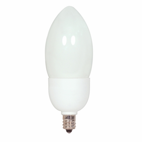 Compact Fluorescent Decorative Lamp, Designation: 7CTCFL/41, 120 V, 7 WTT, Torpedo Shape, E12 Candelabra Base, 10000 HR, Lumens: 340 LM Initial, 4100 DEG K Color Temperature, Cool White 82 CRI, 4-11/16 IN Length, 1-25/32 IN Diameter