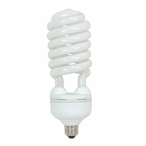 Compact Fluorescent Spiral Lamp, Designation: 55T5/41, 120 V, 55 WTT, T5 Shape, E26 Medium Base, 10000 HR, Lumens: 3700 LM Initial, 4100 DEG K Color Temperature, Cool White 82 CRI, 9-5/8 IN Length, 3-5/32 IN Diameter