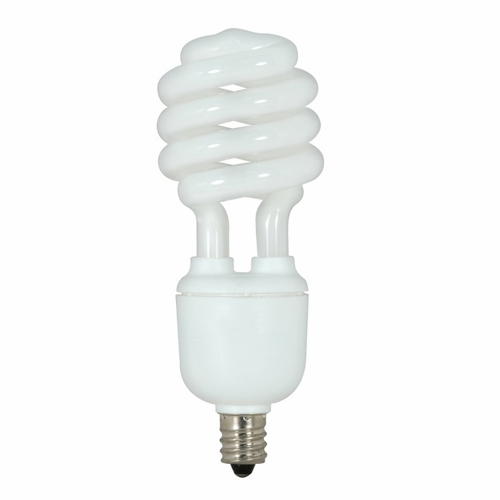Compact Fluorescent Spiral Lamp, Designation: 13T2C/27, 120 V, 13 WTT, T2 Shape, E12 Candelabra Base, 12000 HR, Lumens: 900 LM Initial, 2700 DEG K Color Temperature, Warm White 82 CRI, 4-1/8 IN Length, 1-13/16 IN Diameter