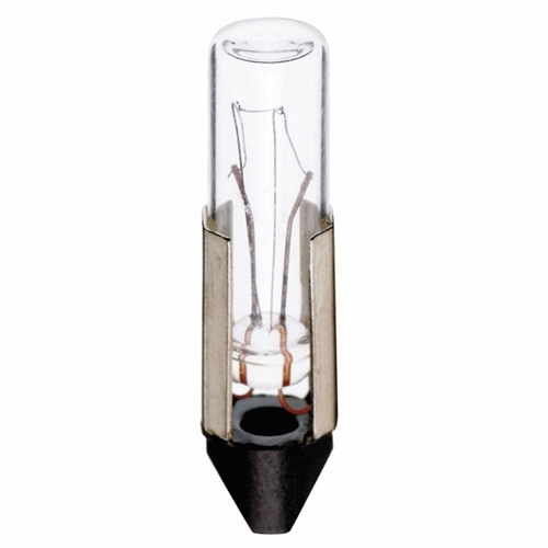 Miniature Lamp, Designation: 120PSB5, 120 V, 3 WTT, T2 Shape, TS5 Telephone Slide Base, C-2F Filament, 10000 HR, 0.025 AMP, 1-1/8 IN Length, 1/4 IN Diameter