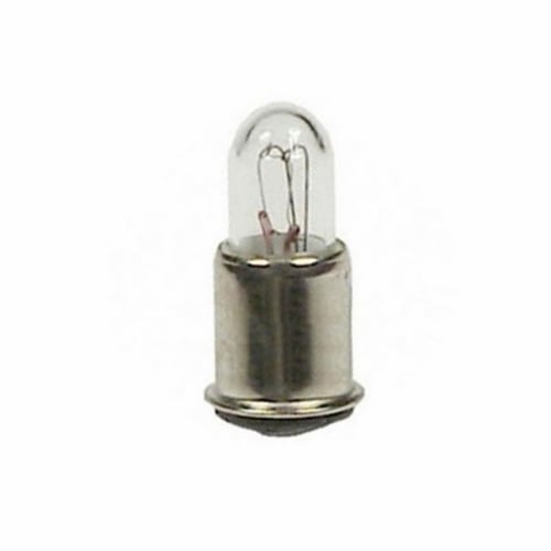 Miniature Lamp, Designation: 387, 28 V, 1.12 WTT, T1 3/4 Shape, SX6s Midget Flange Base, C-2F Filament, 10000 HR, 0.04 AMP, 5/8 IN Length, 7/32 IN Diameter