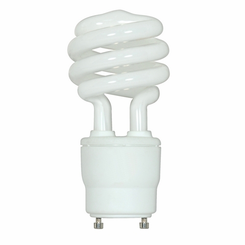 Compact Fluorescent Spiral Lamp, Designation: 15GU24/27, 120 V, 15 WTT, T2 Shape, GU24 GU24 Base, 10000 HR, Lumens: 950 LM Initial, 2700 DEG K Color Temperature, Warm White 82 CRI, 4-9/32 IN Length, 2-1/8 IN Diameter