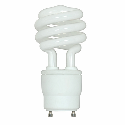 Compact Fluorescent Spiral Lamp, Designation: 18GU24/27, 120 V, 18 WTT, T2 Shape, GU24 GU24 Base, 10000 HR, Lumens: 1200 LM Initial, 2700 DEG K Color Temperature, Warm White 82 CRI, 4-15/32 IN Length, 2-1/8 IN Diameter
