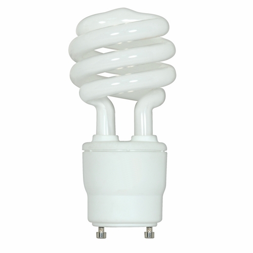 Compact Fluorescent Spiral Lamp, Designation: 18GU24/41, 120 V, 18 WTT, T2 Shape, GU24 GU24 Base, 10000 HR, Lumens: 1200 LM Initial, 4100 DEG K Color Temperature, Cool White 82 CRI, 4-5/8 IN Length, 2-1/8 IN Diameter