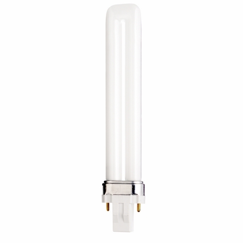 Compact Fluorescent Single Twin 2 Pin Lamp, Designation: CFS13W/850, 13 WTT, T4 Shape, GX23 GX23 Base, 12000 HR, Lumens: 800 LM Initial, 5000 DEG K Color Temperature, Natural Light 82 CRI, 7-15/16 IN Length