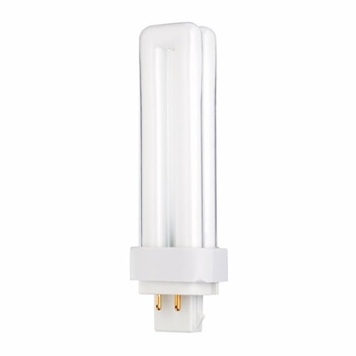 Compact Fluorescent Double Twin 4 Pin Lamp, Designation: CFD13W/4P/835, 13 WTT, T4 Shape, G24q-1 G24Q-1 (4-Pin) Base, 15000 HR, Lumens: 900 LM Initial, 3500 DEG K Color Temperature, Neutral White 82 CRI, 5-3/16 IN Length