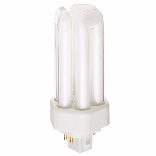 Compact Fluorescent Triple Twin 4 Pin Lamp, Designation: CFT8W/4P/835, 18 WTT, T4 Shape, GX24q-2 GX24q-2 (4-Pin) Base, 15000 HR, Lumens: 1200 LM Initial, 3500 DEG K Color Temperature, Neutral White 82 CRI, 4-19/32 IN Length