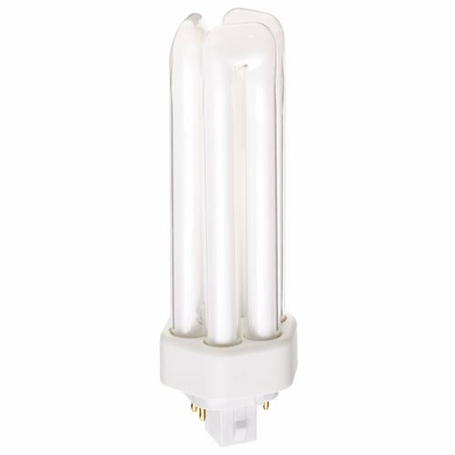 Compact Fluorescent Triple Twin 4 Pin Lamp, Designation: CFT32W/4P/827, 32 WTT, T4 Shape, GX24q-3 GX24q-3 (4-Pin) Base, 15000 HR, Lumens: 2400 LM Initial, 2700 DEG K Color Temperature, Warm White 82 CRI, 5-13/16 IN Length