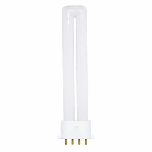 Compact Fluorescent Single Twin 4 Pin Lamp, Designation: CF9DS/E/841, 9 WTT, T4 Shape, 2G7 2G7 Base, 15000 HR, Lumens: 580 LM Initial, 4100 DEG K Color Temperature, Cool White 82 CRI, 5-11/16 IN Length