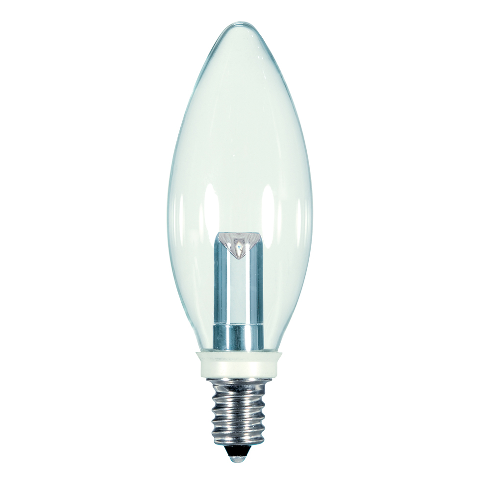Candle LED Light, Designation: 1W LED Decorative Torpedo Bulb - Candelabra Base - Clear - 2700K - 120V